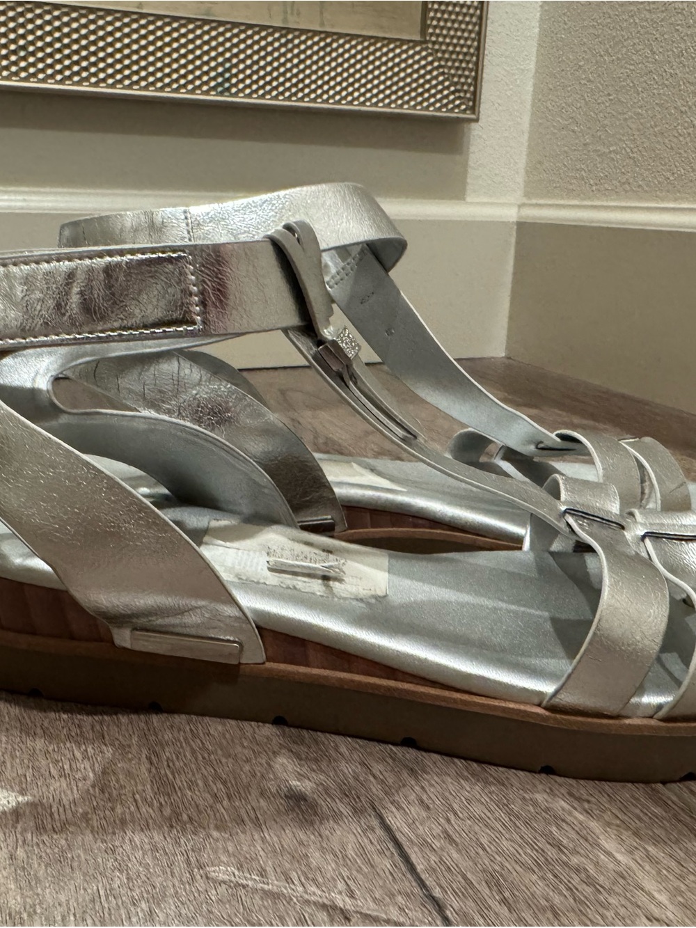 Franco Sarto Silver Metallic Strappy Sandals
